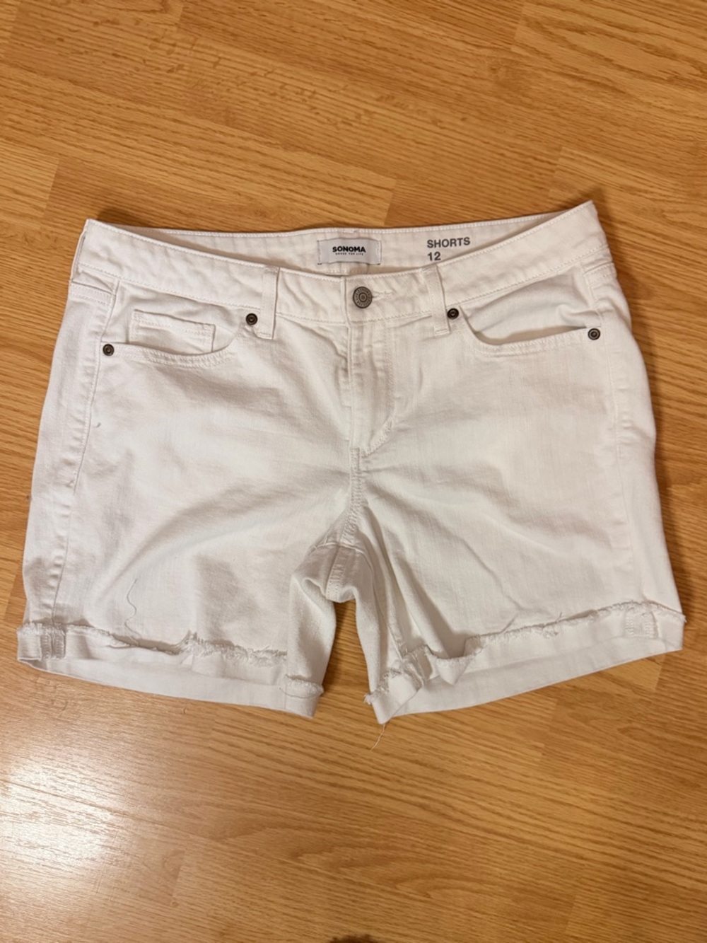 SONOMA White Frayed Hem Women's Denim Shorts